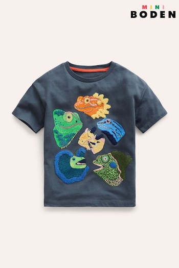Boden Blue Joyful Iguanas Animal Print T-Shirt (B20911) | £19 - £21