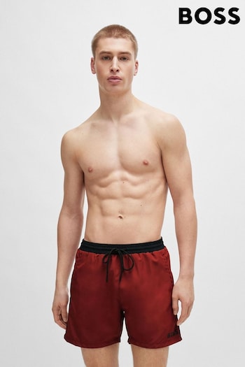 BOSS Brown Contrast-logo Swim Shorts In Recycled Material (B20968) | £49