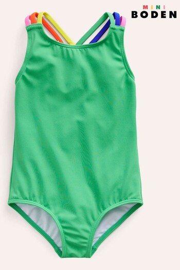 Boden Green Rainbow Cross-Back Swimsuit (B21075) | £19 - £21