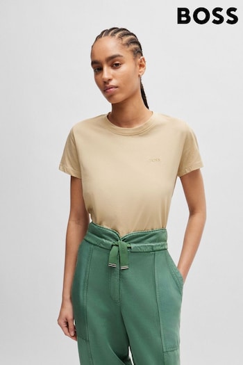 BOSS Beige Slim Fit Cotton Jersey T-Shirt (B21098) | £39