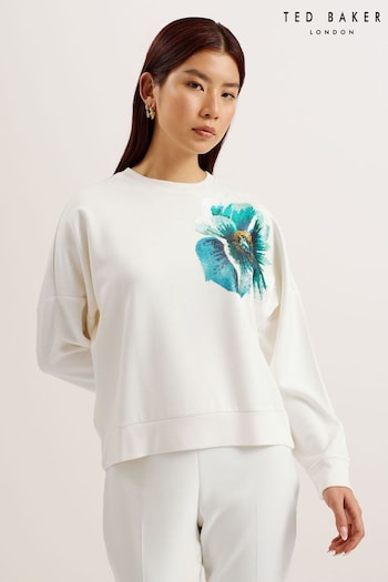 Ted Baker Bayleyy Sequin Graphic White Sweatshirt (B21128) | £99