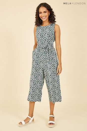 Mela Green Daisy Floral Print Culotte Jumpsuit (B21296) | £38