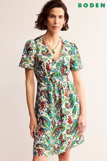 Boden Cream Petite Eve Linen Short Dress (B21329) | £120