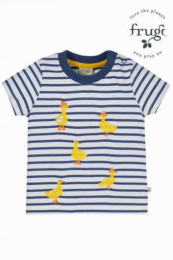 Frugi Blue Stripe Easter Duck Short Sleeve T-Shirt (B21336) | £20 - £22