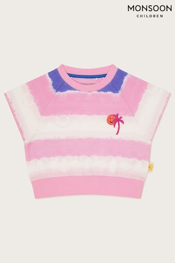 Monsoon Pink Sadie Tie Dye Short Sleeve Sweater (B21355) | £20 - £24