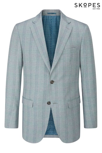 Skopes Light Blue  Montalvo Check Tailored Fit Jacket (B21488) | £119