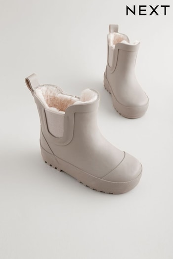 Neutral Plain Warm Lined Ankle Wellies (B21590) | £15 - £18