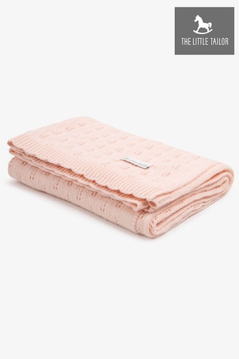 The Little Tailor Pink Cotton Pointelle Knitted Blanket (B21643) | £35