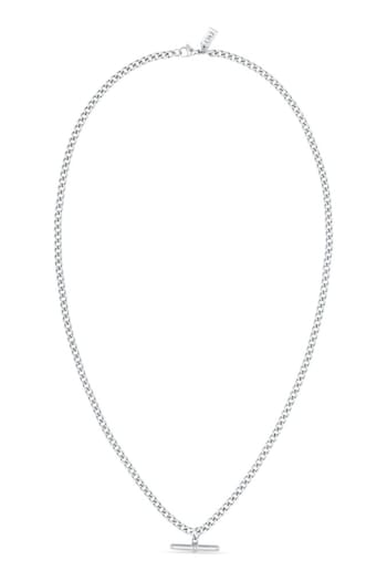 Orelia & Joe Silver Tone Curb Chain T-Bar Drop Necklace (B21858) | £30