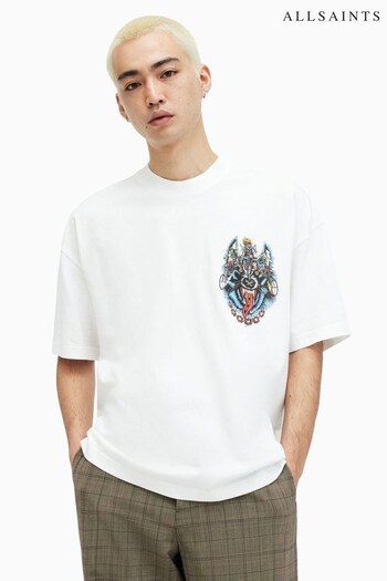AllSaints White Howlrider Crew Neck T-Shirt (B21936) | £55