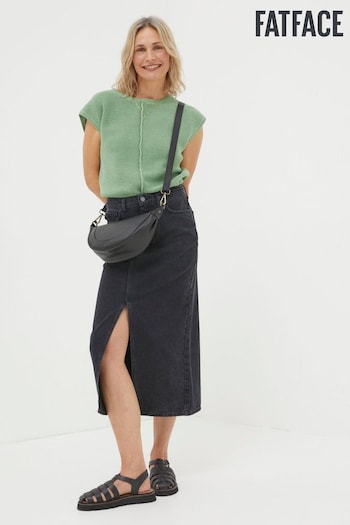 FatFace Black Ava Denim Midi Skirt (B22053) | £49.50