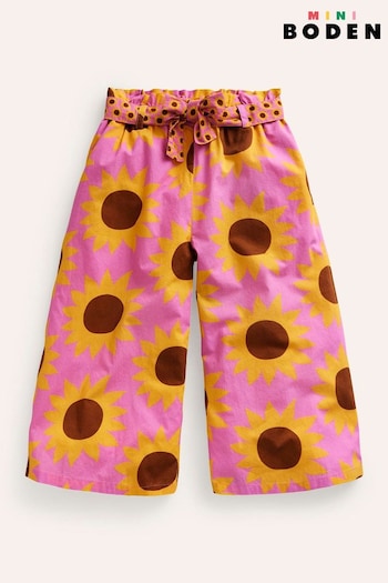 Boden Pink Sunflower Printed Wide Leg Trousers Mugler (B22087) | £25 - £29