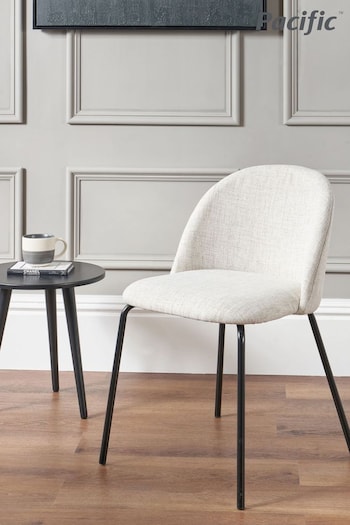 Pacific Grey Turi Pebble Linen Mix Dining Chair with Black Legs (B22273) | £179.99