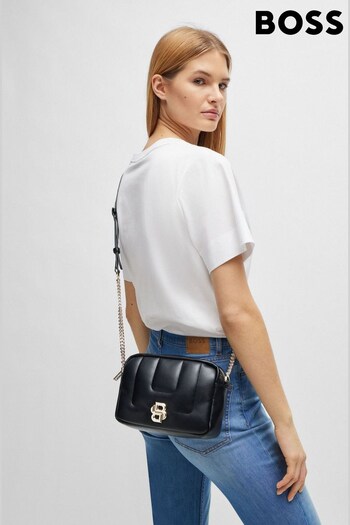 BOSS Black Faux-Leather Crossbody Bag With Double Monogram (B22373) | £189