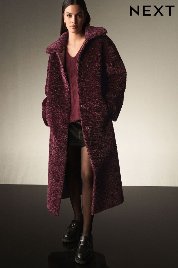 Teddy bear coat burgundy 2025