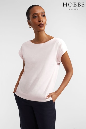Hobbs Pink Alycia Slub T-Shirt (B22430) | £39