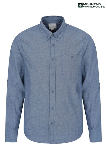 Mountain Warehouse Blue Mens Driftwood Organic Chambray Shirt (B22470) | £32