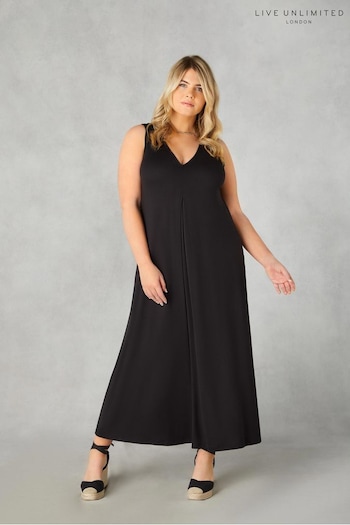 Live Unlimited Black Jersey Relaxed Midaxi Dress Vasse (B22500) | £55