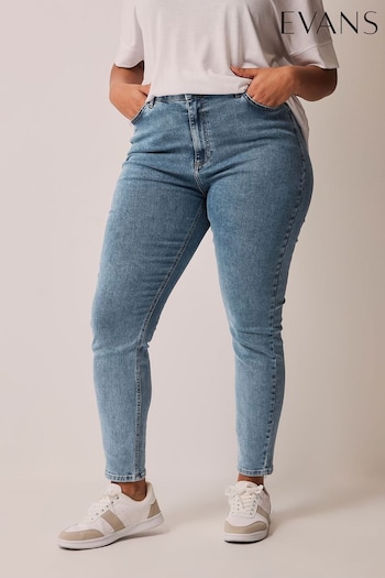EVANS Curve Blue Mid Wash Contour Skinny Jeans (B22538) | £54