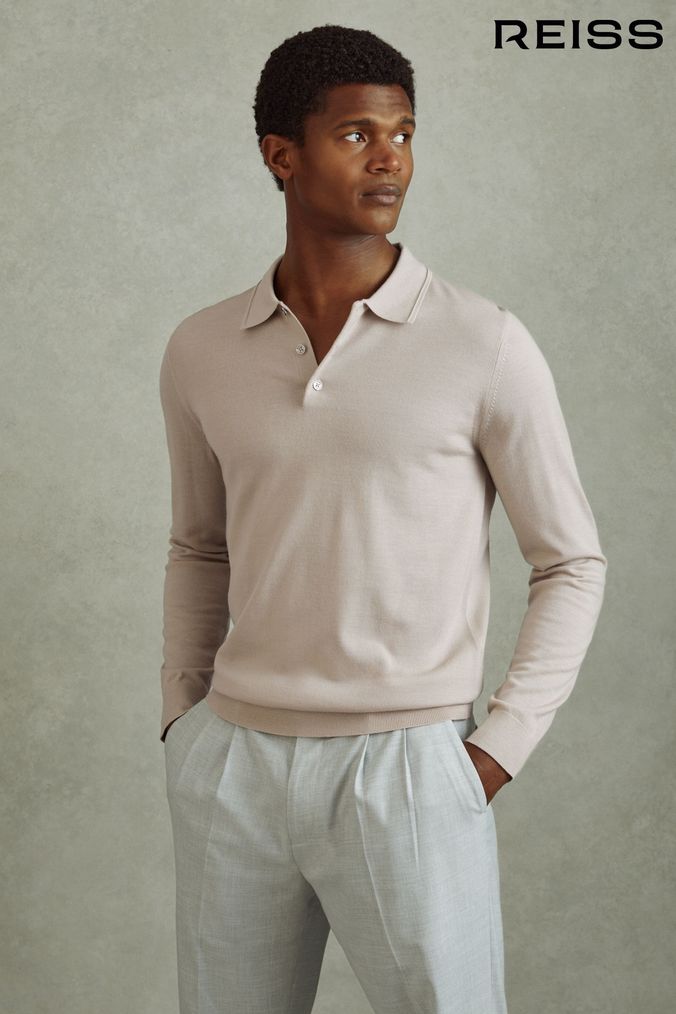 manning cartell ribbed knit polo dress item Cje orgShops Buy Men s Reiss Long Sleeve Polo Neck Tops Online