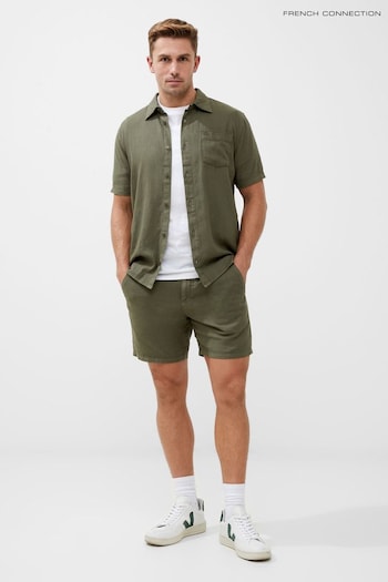 French Connection Green Short Sleeve Linen Shirt (B22567) | £39