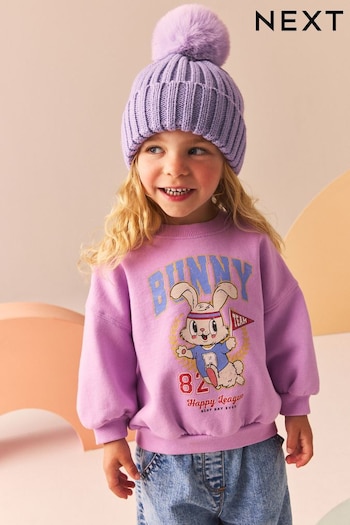 Purple Rib Pom Beanie Hat (3mths-16yrs) (B22627) | £5 - £9