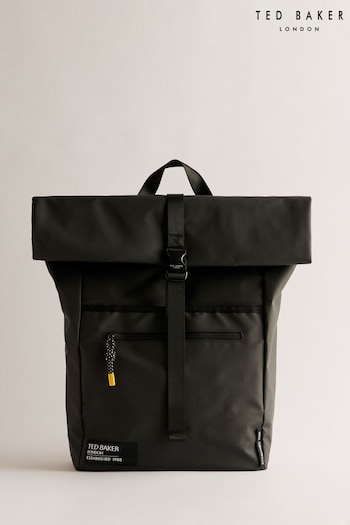 Ted Baker Rubberised Rolltop Black Backpack (B22631) | £100