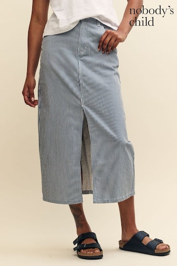 Nobodys Child Blue Pinstripe Column Skirt (B22635) | £69
