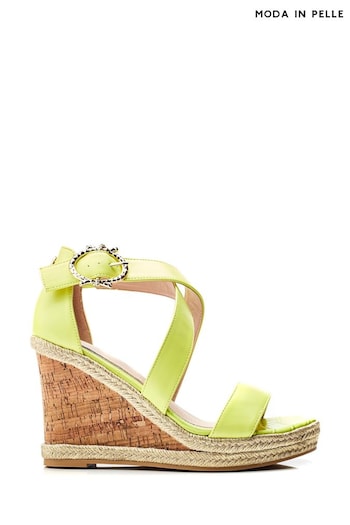 Moda in Pelle Green Pursuit Crossover Strap Wedge Sandals (B22673) | £89