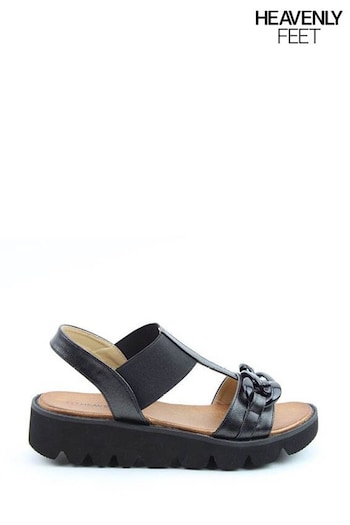 Heavenly Feet Lulu Black Sandals SUPERFIT (B22674) | £45