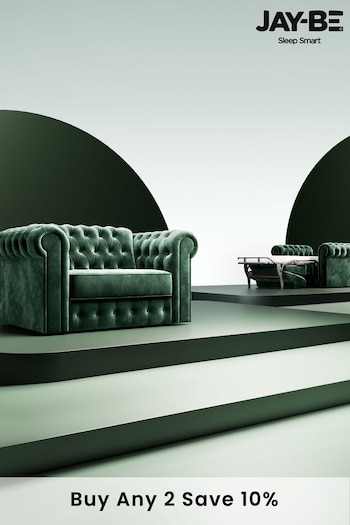 Jay-Be Luxe Velvet Bottle Green Chesterfield Snuggle Sofa Bed (B22698) | £3,500