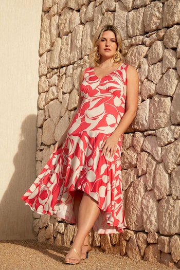 Live Unlimited Curve Red Abstract Print Sleeveless Maxi Dress (B22766) | £119