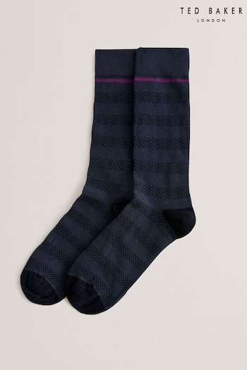 Ted Baker Sokktwo Blue Textured Stripe Socks (B22773) | £10