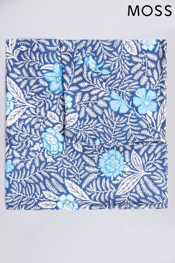 MOSS Blue Floral Pocket Square Made with Liberty Fabric (B22810) | £25