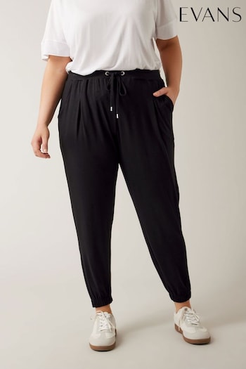 Evans Curve Black Jersey Tapered Trousers Straight-Leg (B22866) | £26