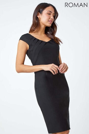 Roman Black Sleeveless Pleat Detail Stretch Dress (B22924) | £45