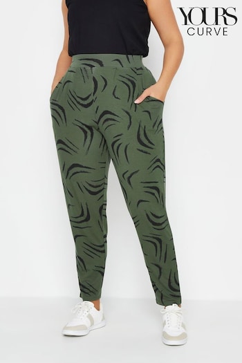 Yours Curve Khaki Green Double Pleated Harem Trousers Femme (B22966) | £27