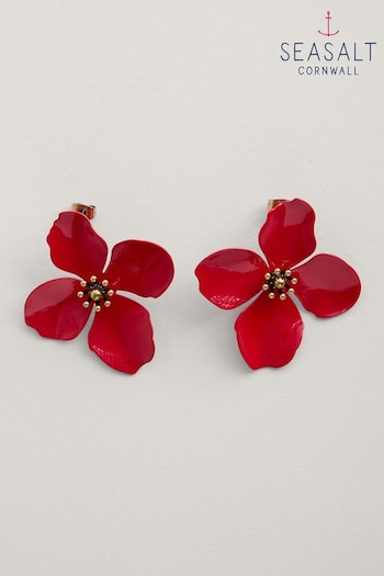 Seasalt Cornwall Red Pollinator Flower Stud Earrings (B22985) | £33