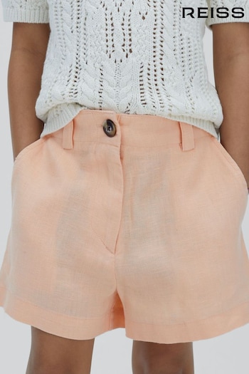 Reiss Apricot Dani Senior Linen Loose Fit Shorts (B23015) | £40