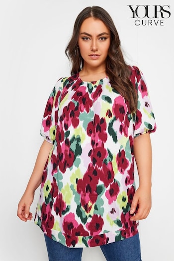 Yours Curve Red Abstract Floral Print Blouses (B23059) | £22
