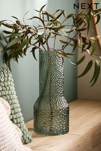 Green Textured Glass Large Vase (B23184) | £40