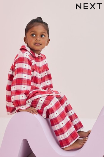 Red Check Button Through 100% Cotton Pyjamas (9mths-10yrs) (B23204) | £15 - £18