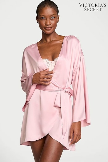 Victoria's Secret Chalk Rose Pink Satin Short Robe (B23329) | £49