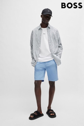 BOSS Blue Slim-Fit Shorts Roll In Stretch-Cotton Twill (B23608) | £89