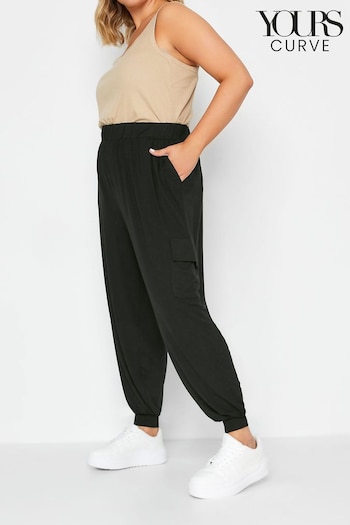 Yours Curve Black Jersey Cargo Harem Trousers (B23691) | £27