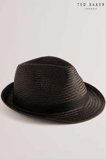 Ted Baker Panns Straw Trilby Webbing Black Trim Hat (B23694) | £45