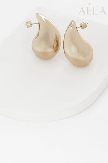 Aela Gold Tone Maxi Teardrop Earrings (B23793) | £14