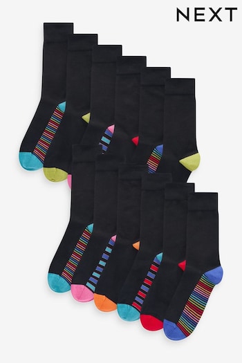 Black Stripe 12 Pack Mens Cotton Rich Socks (B23818) | £22