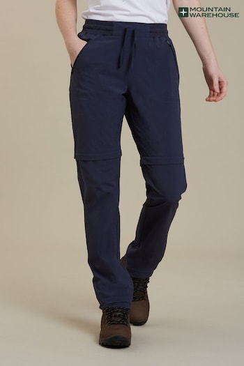 Mountain Warehouse Blue Explorer Womens Zip-Off Convertible Walking Sneakers Trousers (B23848) | £53