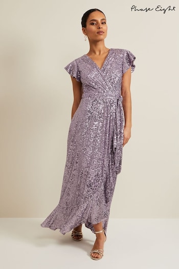 Phase Eight Purple Petite Carina Sequin Maxi Dress (B23961) | £199